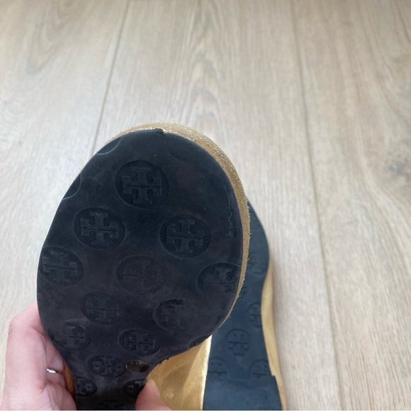 Tory Burch Gold Reva Suede Ballet Flats - Picture 9 of 9